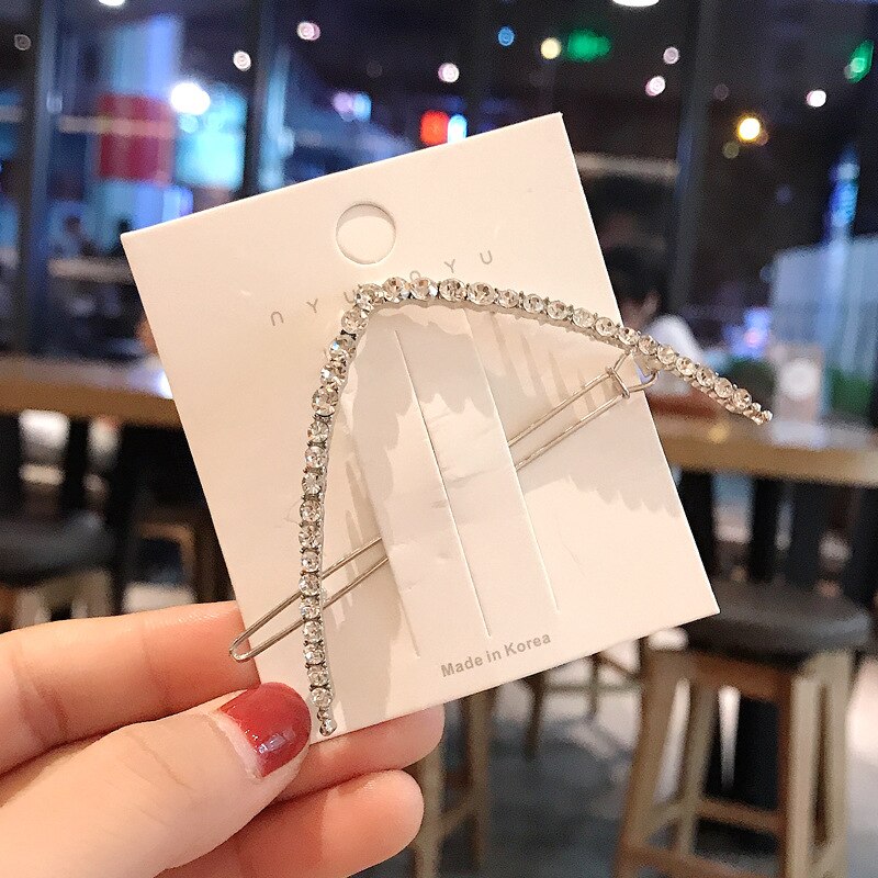 Horquillas con cristales geométricos para el pelo para niña y mujer, horquillas de Metal con diamantes de imitación, accesorios para el cabello, 1 unidad