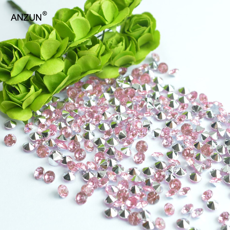1000 st 4.5 mm bröllopsfest dekoration diamant konfetti bord scatters dekoration akryl kristaller blå med silver: Silver ljusrosa
