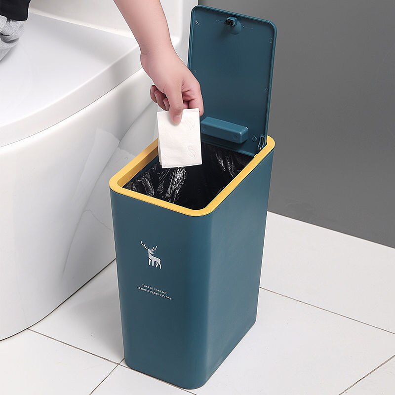 10L 15L Nordic Wc Prullenbak Huishouden Met Deksel Keuken Classificatie Pers-Type Badkamer Woonkamer Rechthoekige Prullenbak