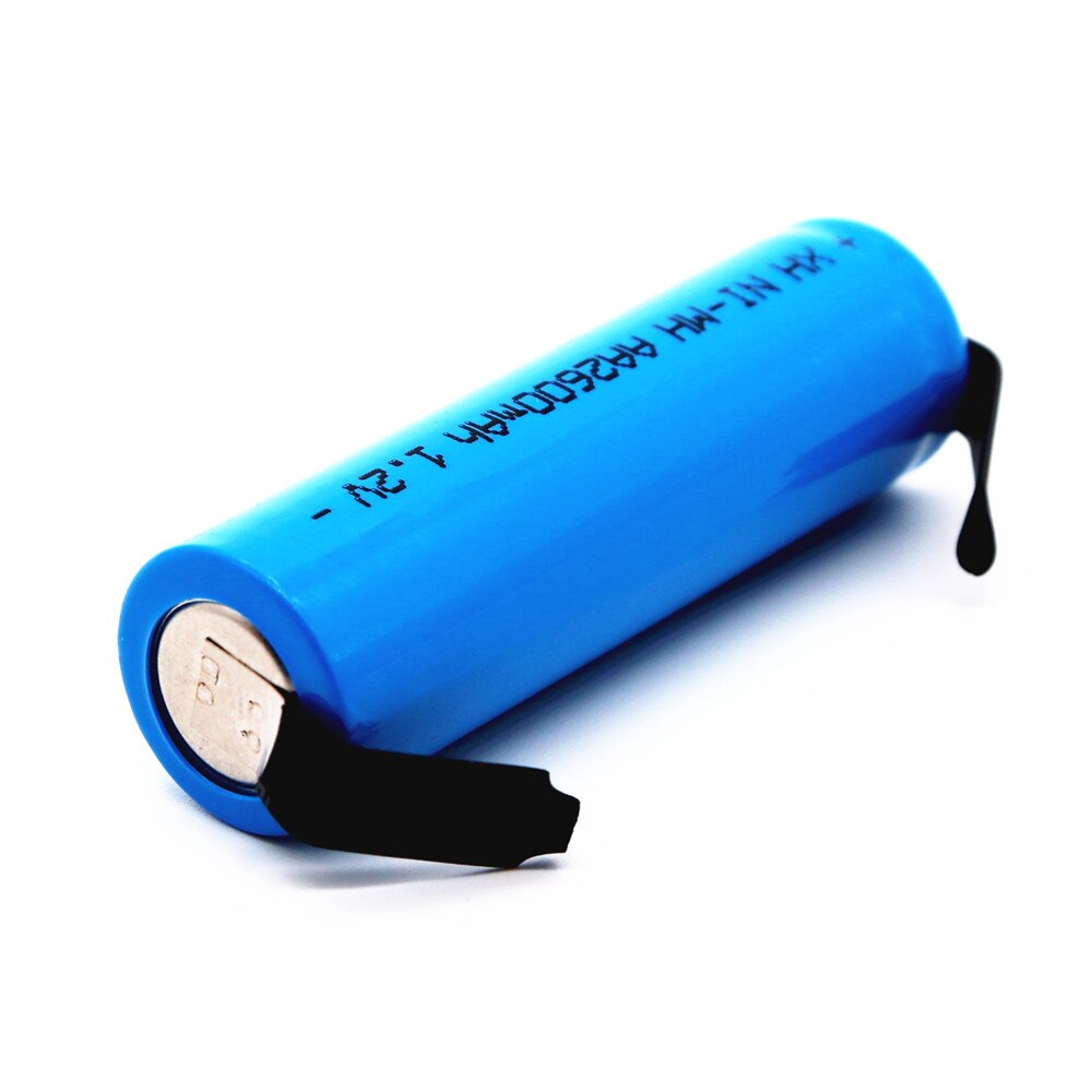 Original aa uppladdningsbart batteri 1.2v 2600 mah aa nimh batteri med lödstift för diy elektrisk rakhyvel tandborste leksaker
