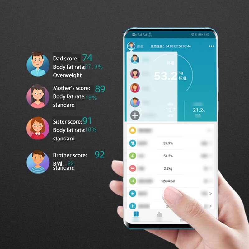 Bodyfat Smart Digitale Weegschaal 20 Body Analyzer Met Smartphone App Bluetooth
