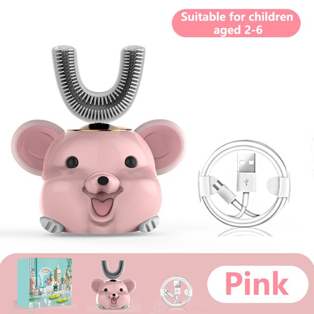 U-shaped Electric Toothbrush Kids Smart 360 Degrees Silicon Automatic Ultrasonic Teeth Tooth Brush Cartoon Pattern Children: 11