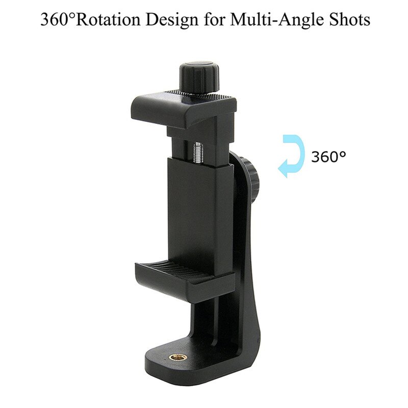 Rotazione a 360 gradi supporto da scrivania nero supporto per Clip per telefono cellulare supporto verticale 1/4 Clip di fissaggio a vite per IPhone 11 per Huawei