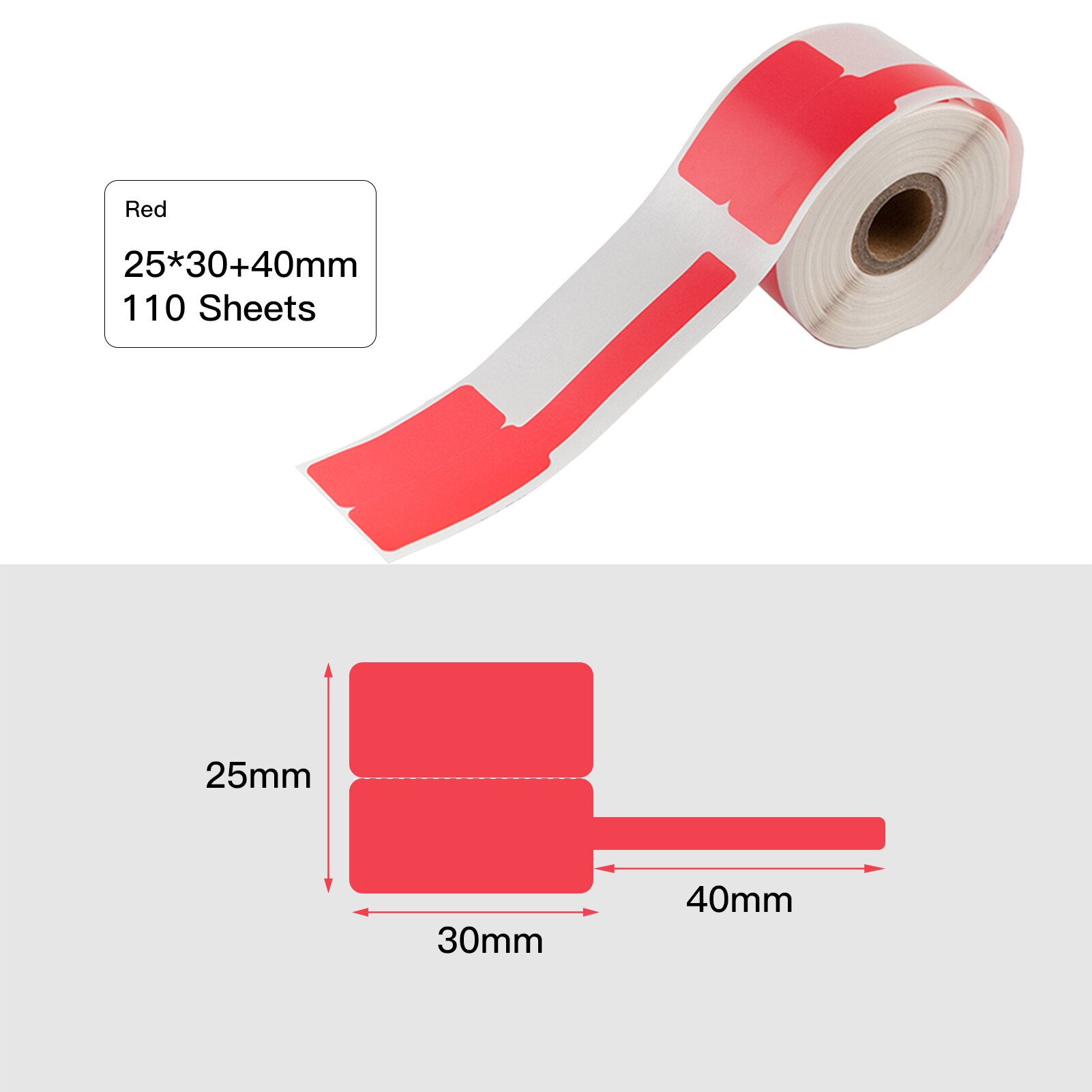 Label Papier Thermisch Papier 25*30Mm + 40Mm 100Sheets/Roll Compatibel Met Phomemo M110 thermische Printers: RED