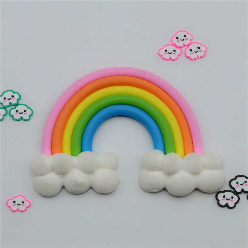 5 stk skjønnhet kawaii himmel spiral regnbue kjærlighet på pinne godteri polymer leire cabochons flatback til gjør-det-selv-telefondekorasjon: Regnbue 1