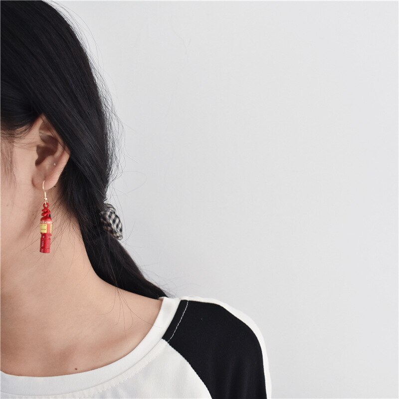Crazy Exaggeration Fire Extinguisher Earrings Fireman Funny Dangle Earrings Personality Cute Accessories