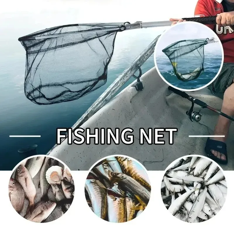 Filet de pêche pliable adapté au kayak, mouches, poisson-chat, bar, crabes et truite, outils de pêche, 50cm, 19 po, 1 pièce