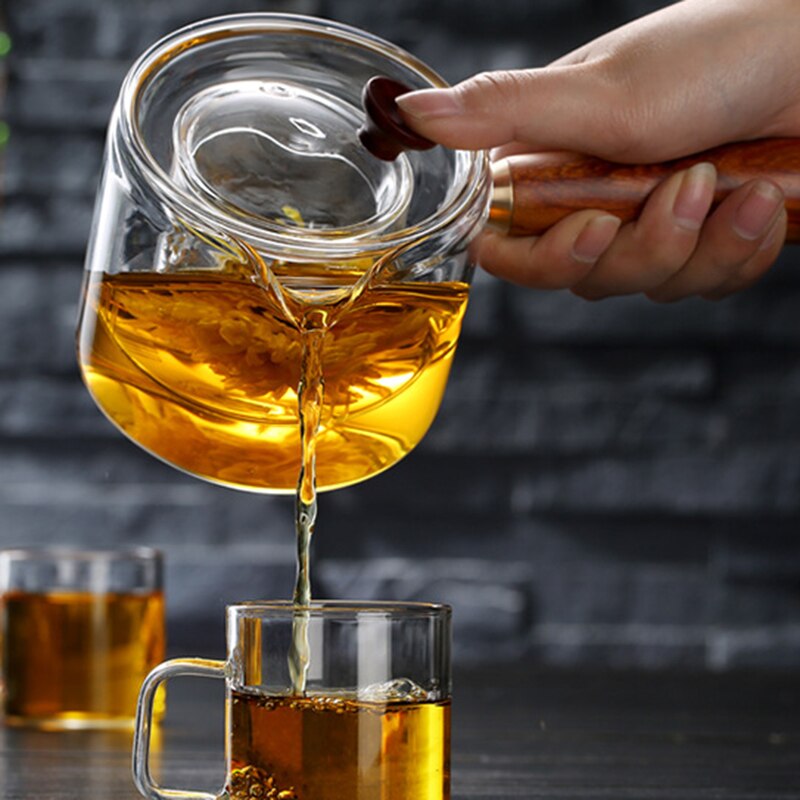 500ml Unique Side Handle Pot Glass Teapots High Temperature Resistant for Home BV789