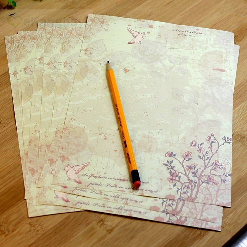 Papel de carta estilo europeo Retro, 80 hojas, 8 patrones, romántico, Vintage, carta de amor, saludos, papel de escritura
