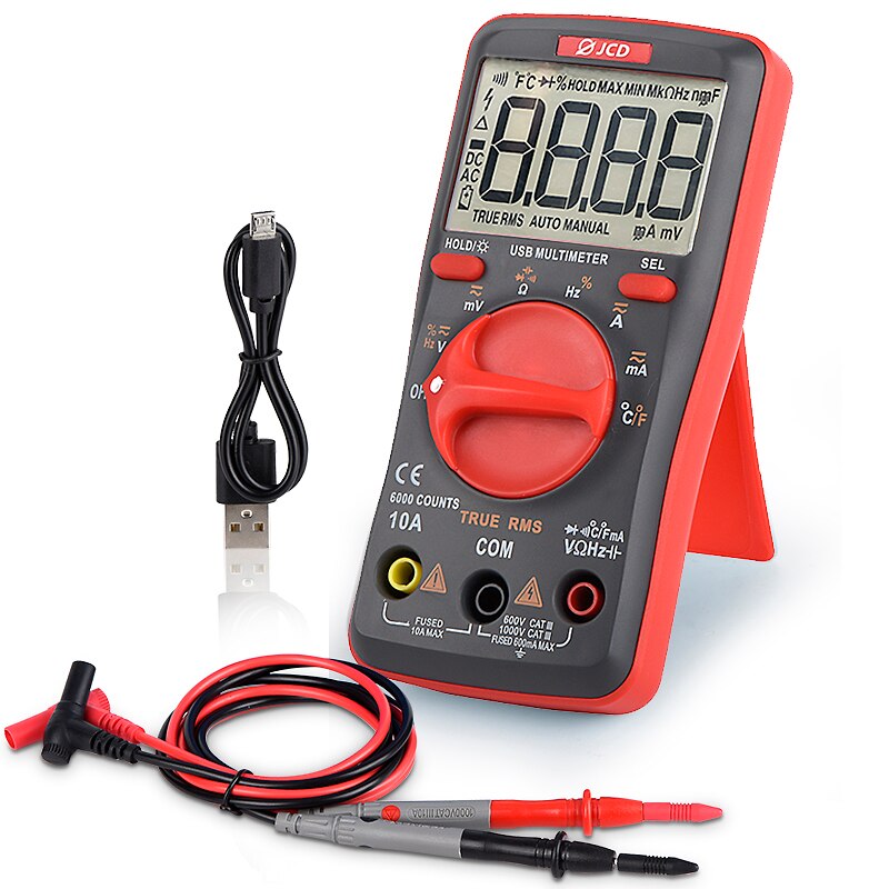 QHTITEC UM16 Digital Multimeter Auto Ranging TRMS 6000 Counts Volt Meter Measures Temperature Tester Tools with Backlight