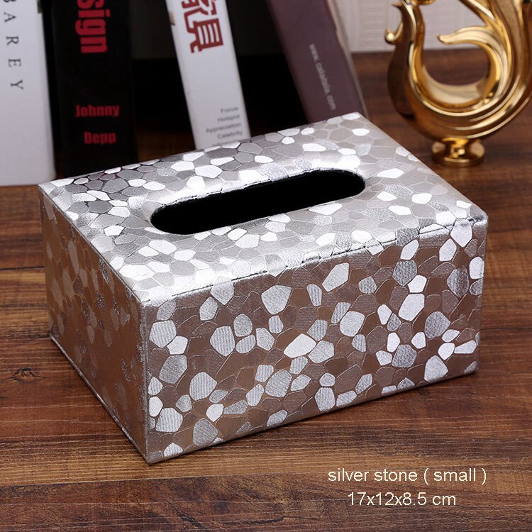 modern rectangular cute tissue box cover car tissue box holder dispensador papel paper dispenser wooden tissue box 519: small silver stone