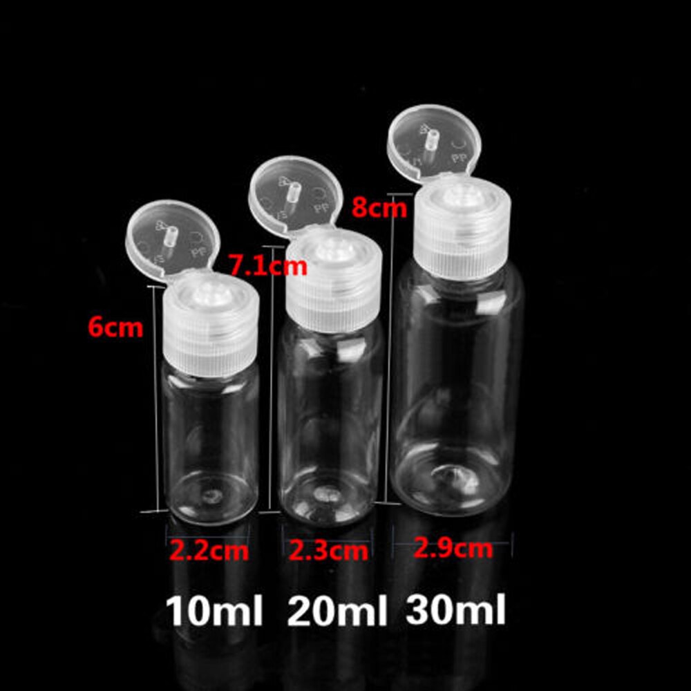 Frascos dispensadores de botellas con tapa de plástico vacío para viaje, 5/10/100 ml, 20/30 Uds.