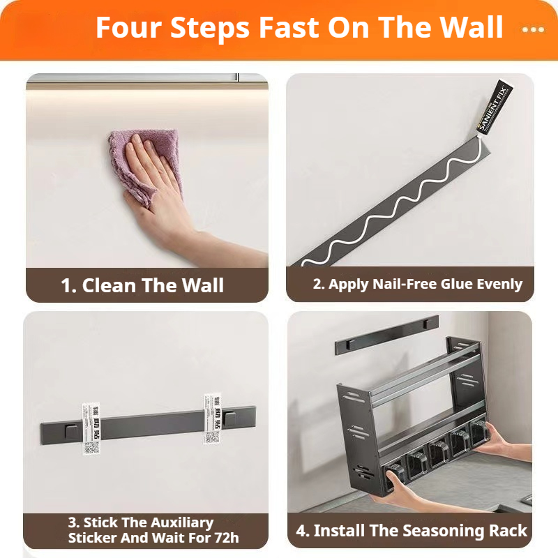 Kjøkkenkrydder krydderhylle veggmontert krydderhylle kjøkkenvegghylle multifunksjonelt oppbevaringsstativ til kjøkken