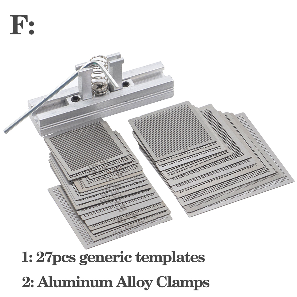 27Pcs /16pcs/10pcs BGA general template Universal Direct Heated Stencils For SMT SMD Chip Rpair and easy support: Beige