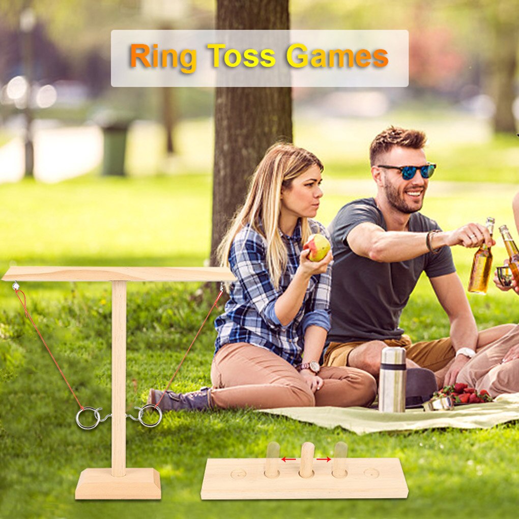 Partyspielzeug, freizeit, bar im industriestil, getränkeladen, handgefertigte ringwurfhaken aus holz, schnelles interaktives spiel für bars und zuhause
