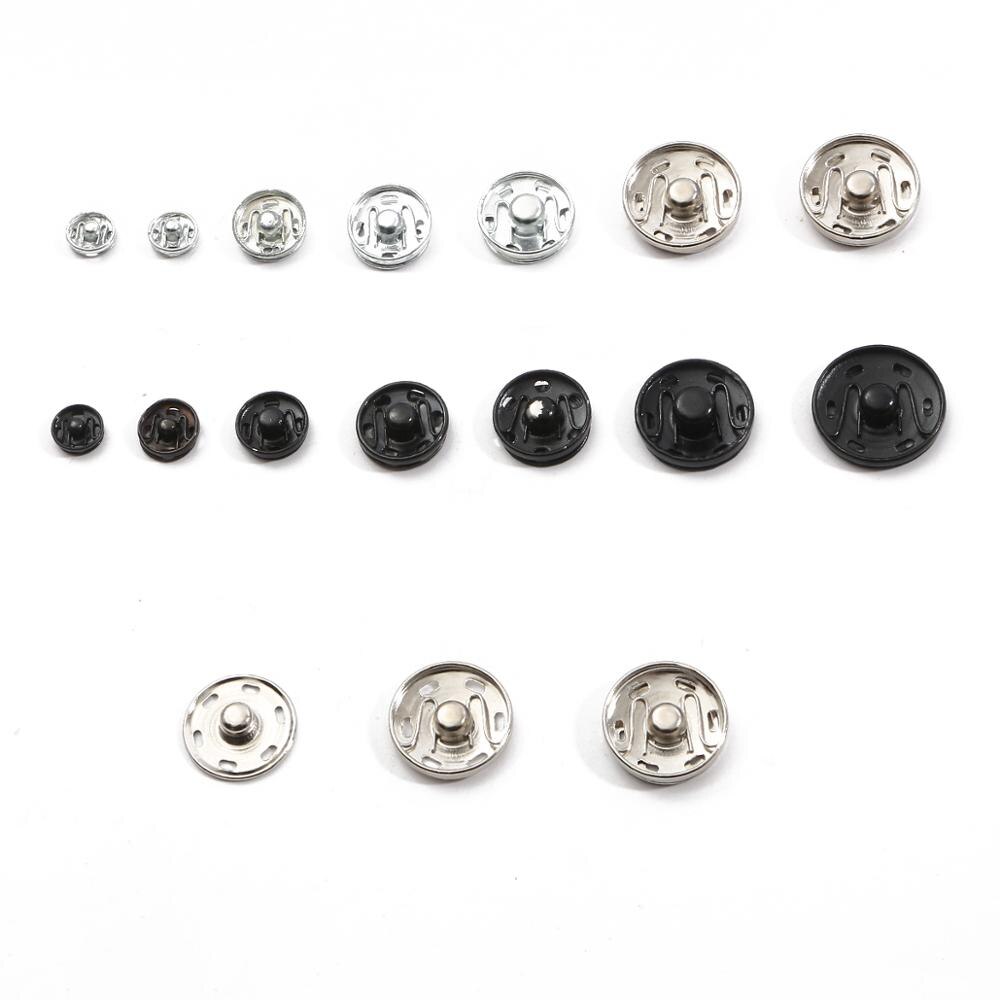 8/10/12/14/16/18mm Metal Iron Snap Fasteners Press Button Stud Black Silver Color Clothing Accessories Sewing Embedded Buckle