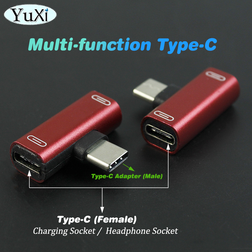 1Pc Usb C Splitter Type C Mannelijk Naar Dual Type C Vrouwelijke Koptelefoon Opladen Adapter Converter Voor Huawei Samsung Telefoon Adapter