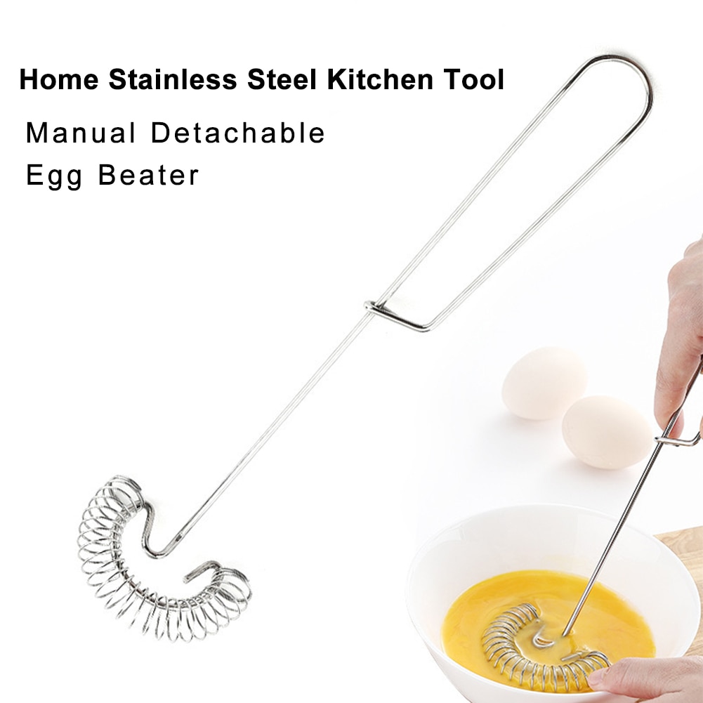 Batidor Manual de bobina de resorte portátil, batidor Manual de acero inoxidable, batidor multiusos desmontable para café y leche, herramienta de cocina para hornear