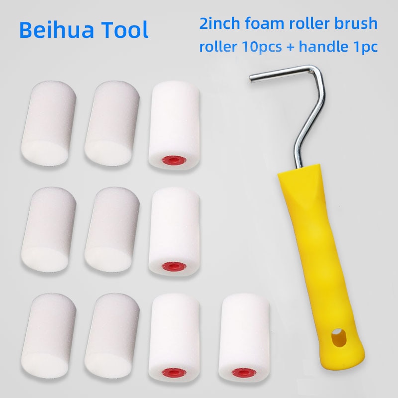 Kit de pincel em rolo de espuma para crianças, rolos de pintura com esponja para decoração de parede, ferramentas de pintura com 11 unidades e 2 polegadas: luz cáqui