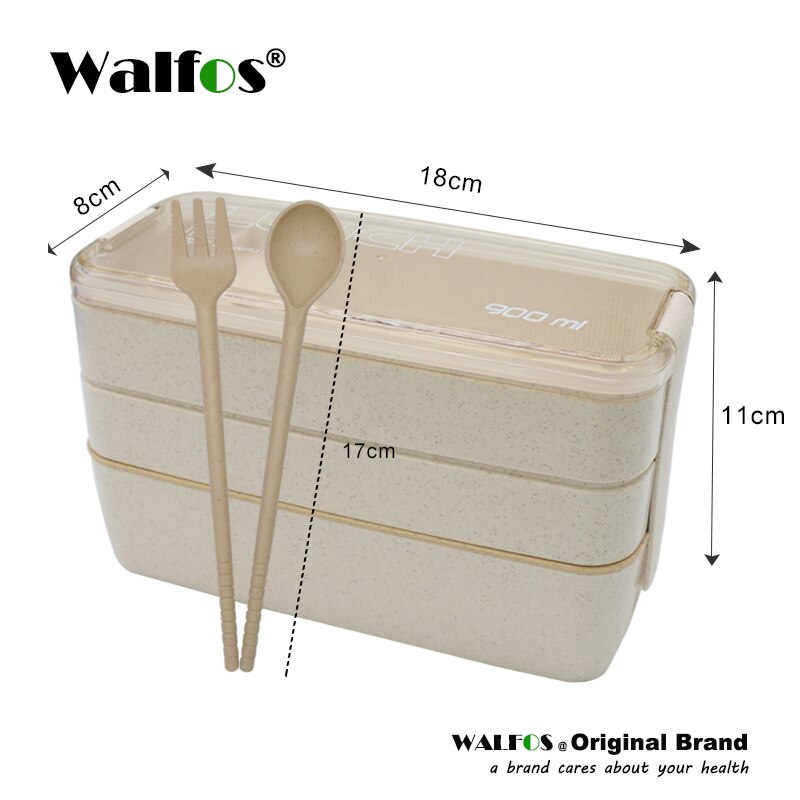 Aankomen 900 ml Japanse Magnetron Lunchbox Draagbare 3 Layer Bento Box Gezonde Voedsel Container Oven Servies set: WALFOS Beige