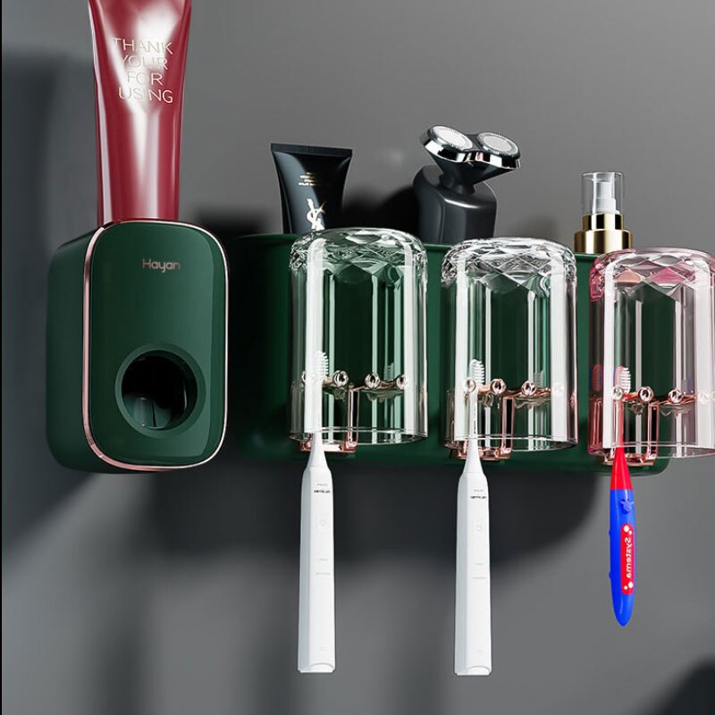 ECOCO – distributeur automatique de dentifrice à pression, accessoires de salle de bains, poinçon gratuit, ensemble de porte-brosse à dents, support de rangement mural: Figure 12