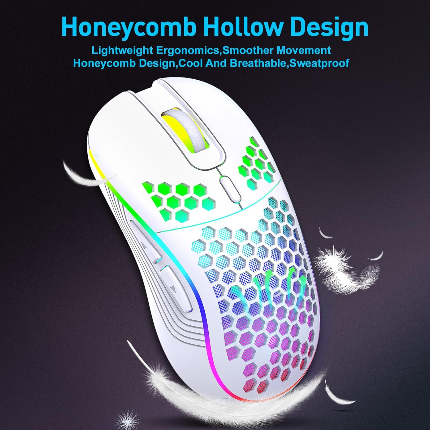 2.4G USB en Type-C draadloze gamingmuis RGB-achtergrondverlichting Oplaadbare verstelbare DPI Ergonomische muizen voor pc Laptop Mac Android