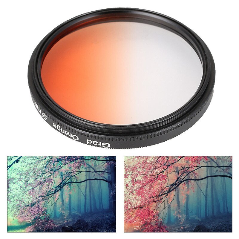 58mm UV Filter EW-63C Lens Hood for Canon EOS 250D 200D 100D SL3 SL2 SL1 Kiss X10 X9 with EF-S 18-55mm f/4-5.6 is STM Lens: Graduated Orange