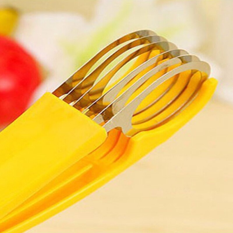 Home Kitchen Tools Ham Salad Pressed Sliced Banana Slicer Fruit Cucumber Cutter Yellow Plastic + Stainless Steel