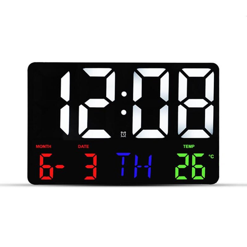 Remote Control Large Electronic Wall Clock Light Sensing Temp Date Power Off Memory Table Clock Wall-mounted Digital LED Clocks: BM