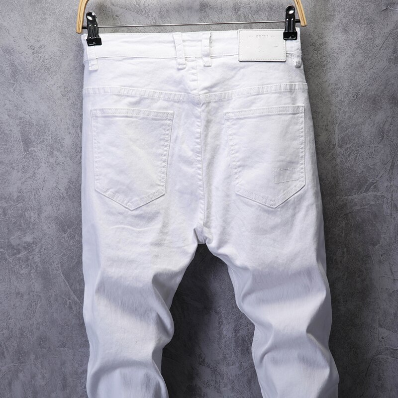 Skinny jeans heren effen witte heren jeans merk stretch casual heren mode denim broek casual yong boy studenten broeken