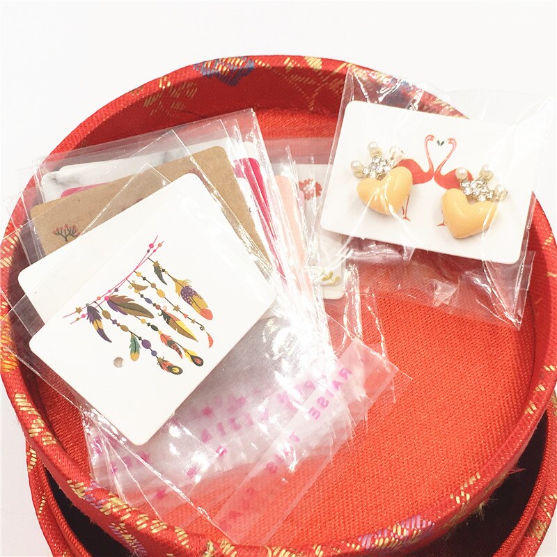 200Pcs 2.5x3.5cm Paper Earring Packaging Cards Multi-style Ear Studs Packaging Card Jewelry Display Card With OPP Bags