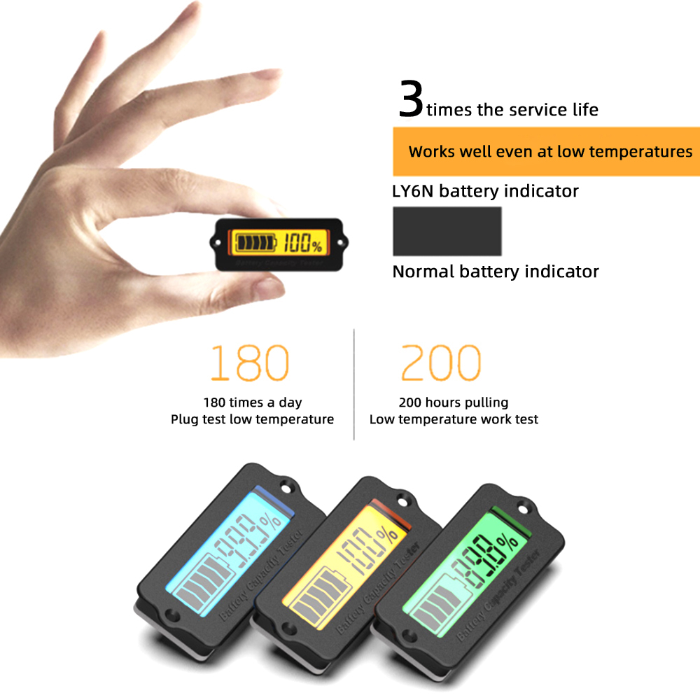 12v 24v 48v ly6w ly7s lithium li-ion lipo batteri kapacitetsindikator lcd-display blybatteri detektor tester