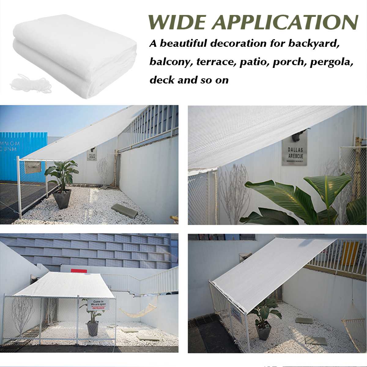 White Waterproof Sun Shelter Sun Protection Shade Sail Awning Camping Shade Cloth Large For Outdoor Canopy Garden Patio Beach