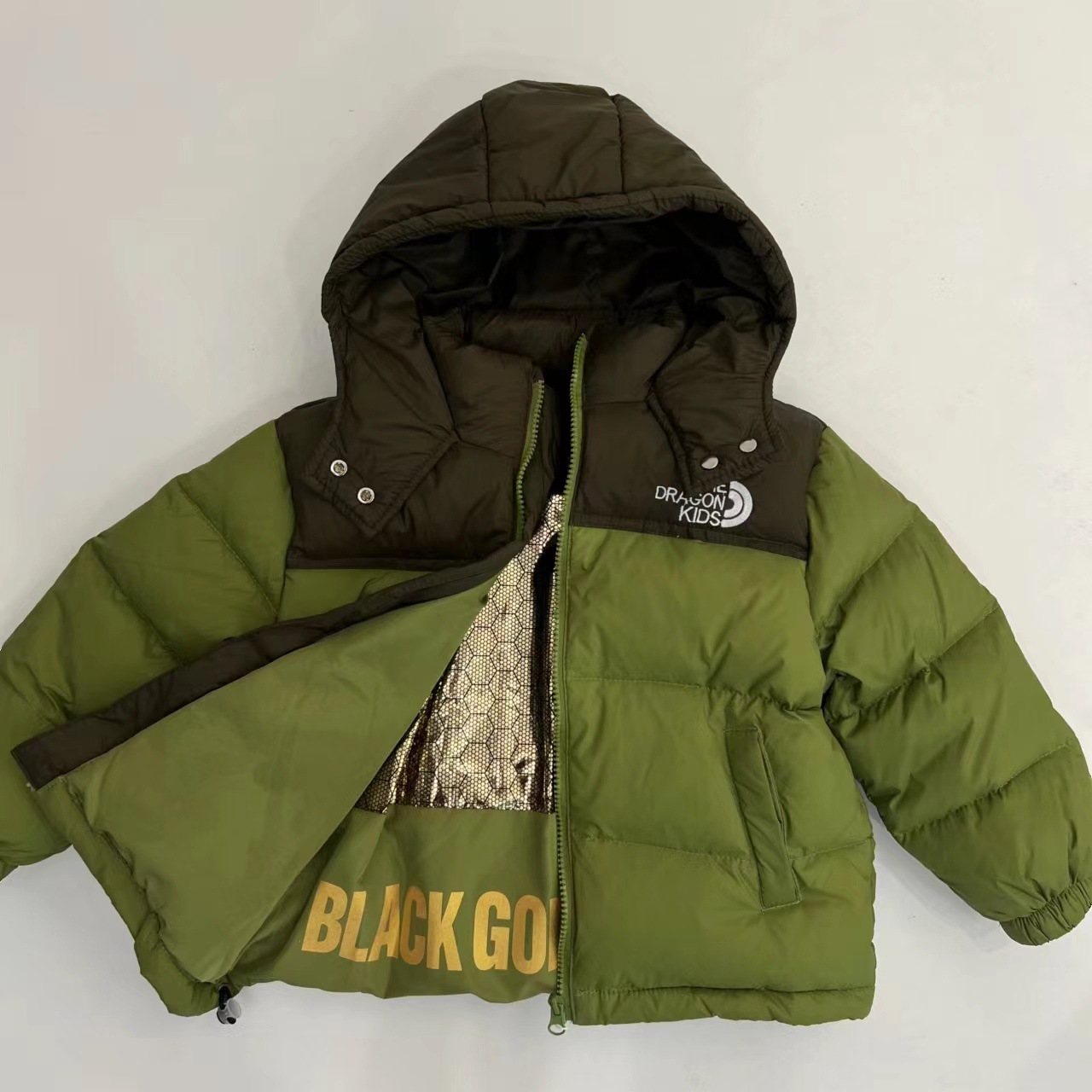 Lasten untuvatakki talvi lasten untuvatakki pojille ja tytöille paksuuntunut lämmin hupullinen lasten leipävaatteiden untuvatakki: Vihreä / 11