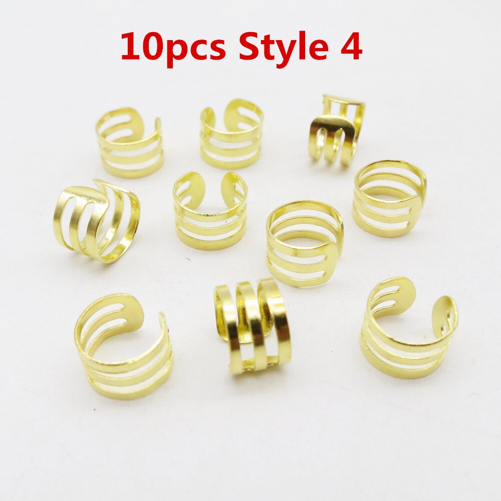 10 stk /20 stk justerbar viking hår Grue seg fletter dreadlock skjegg perler mansjetter klips til hår kvinner menn tilbehør: 10 stk stil 4