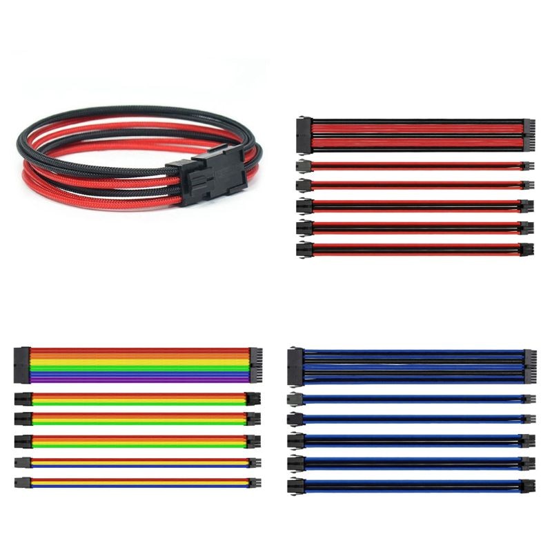 Sleeved Cable Extension Set for Power Supply Wiring 24 Pin 4+4Pin 6+2Pin 6Pin