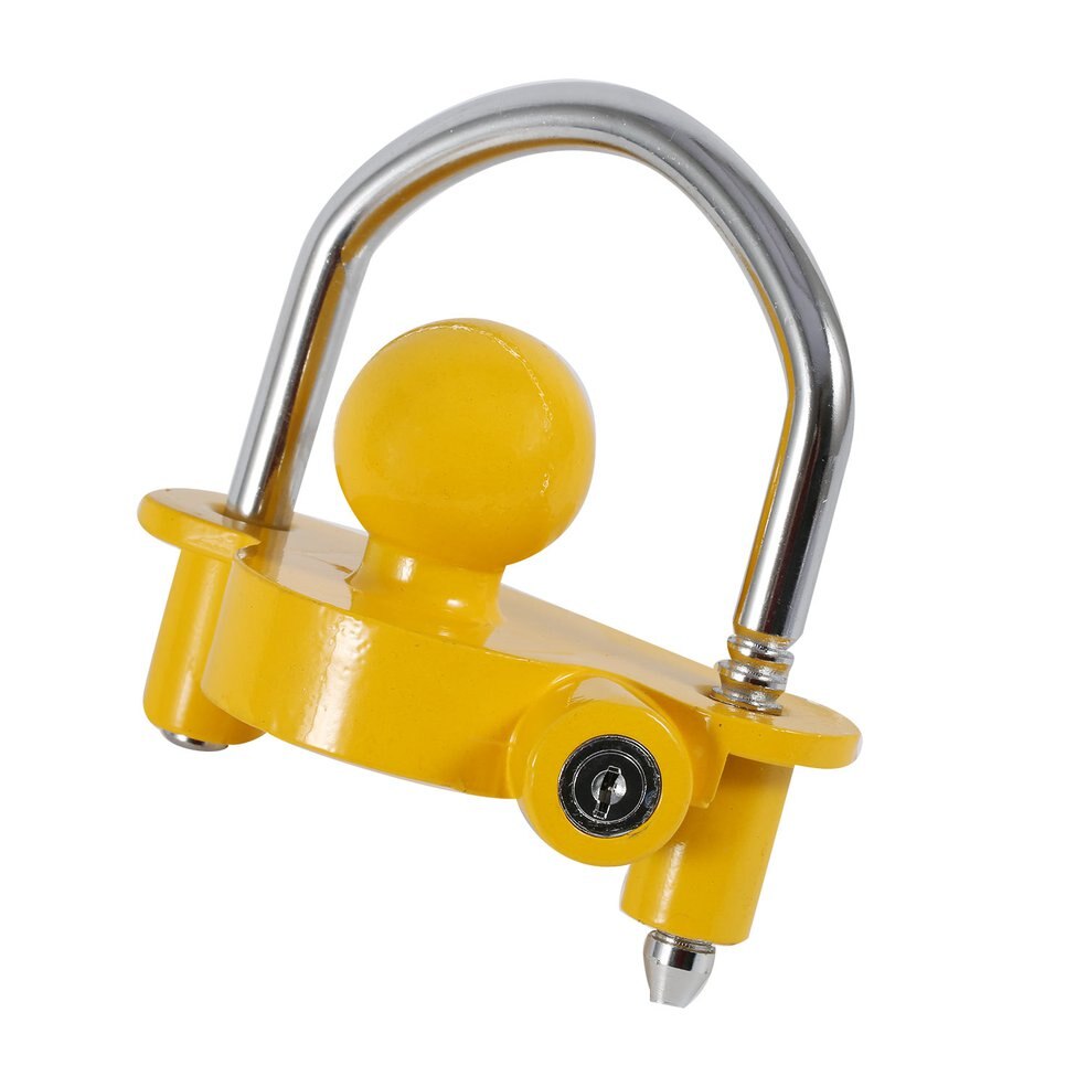 Universal High Security Hitch Lock Caravan Trailer Coupling Tow Ball Lock Yellow 50mm Durable Safety