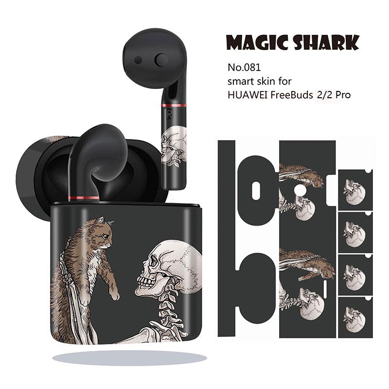 Magic Shark fajne Punk czaszka szkielet Motor Rider Rose pcv skrzynki pokrywa Wrap naklejka dla HUAWEI Freebuds 2 i 2 Pro: 081