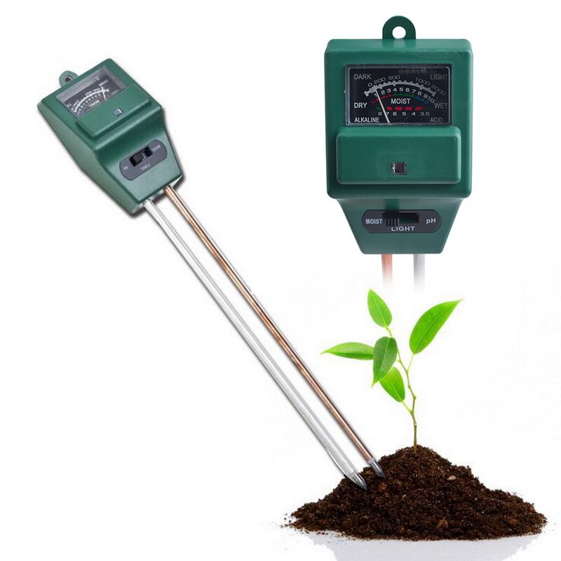 5 in 1 Soil PH Meter Soil Tester PH Moisture Meter Plant Test Probe Temperature Sunlight Intensity Measurement Acidity Alkali: green 3 in 1
