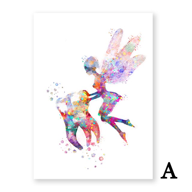 Dent aquarelle affiche dent fée impression peinture dentaire hygiéniste Art affiche dents anatomie stomatologie photos clinique décor: 10x15cm No Frame