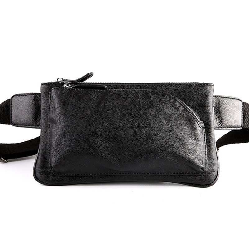 Mannen Effen Zwarte Borst Zak Pu Lederen Heuptas Mannelijke Dubbele Rits Crossbody Tassen Eenvoudige Toevallige Kleine Mannen messenger Bags