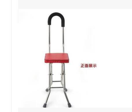 Saat-bâton de marche en métal | Ancien canne, chaise de béquille, tabouret de béquille pliable, portable, avec un tabouret: Vert clair