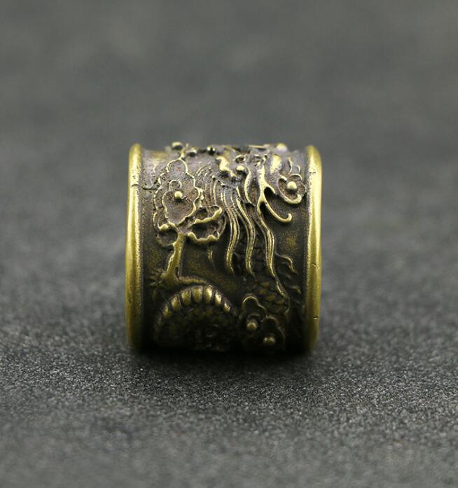Collectie Chinese Messing Gesneden Zodiac Dier Draak Vinger Ring Prachtige Kleine Standbeeld