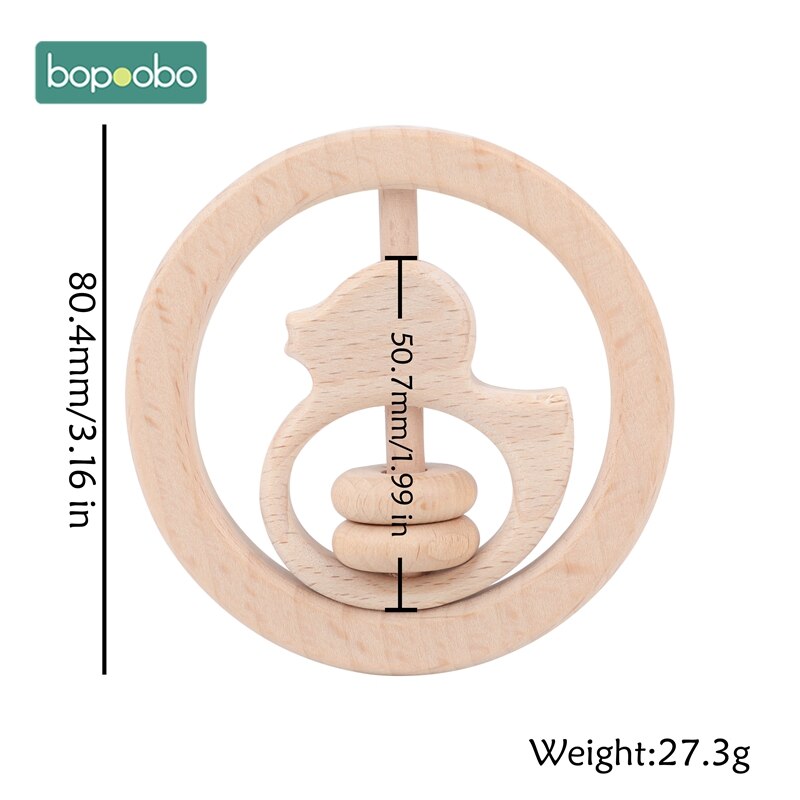 1 Pc Baby Speelgoed Houten Bijtring Food Grade Materiaal Baby Rammelaar Hout Ring Baby Bijtring Wieg Mobiele Peuter Speelgoed Baby rammelaar Voor Kids: Duck Rattle