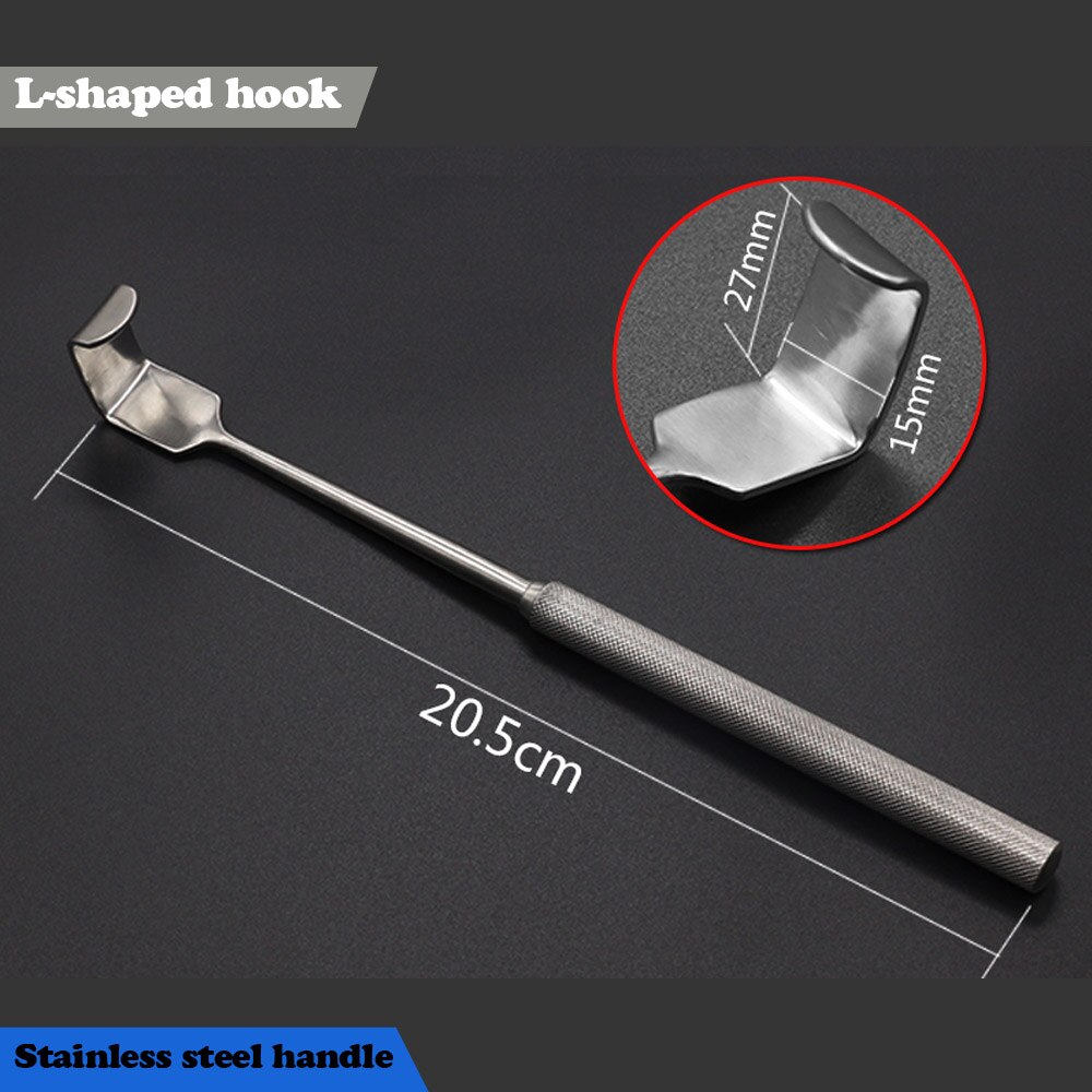 Nose shaping hook L-shaped right angle pull hook mandibular angle double head pull: Brushed Brass