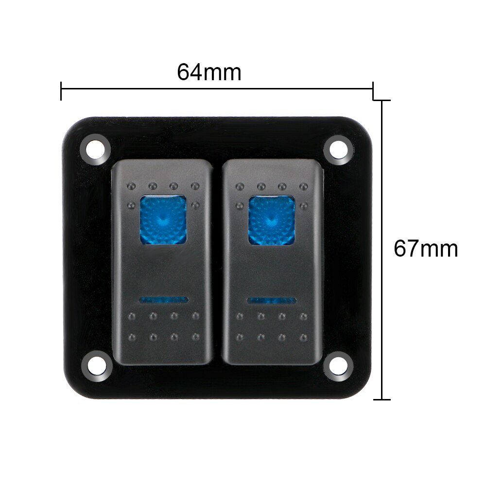 2 Gang Rocker Switch Panel for Car Marine Camper Caravans Travel Trailer LED Waterproof Switch Panel Circuit Breaker 12-24V