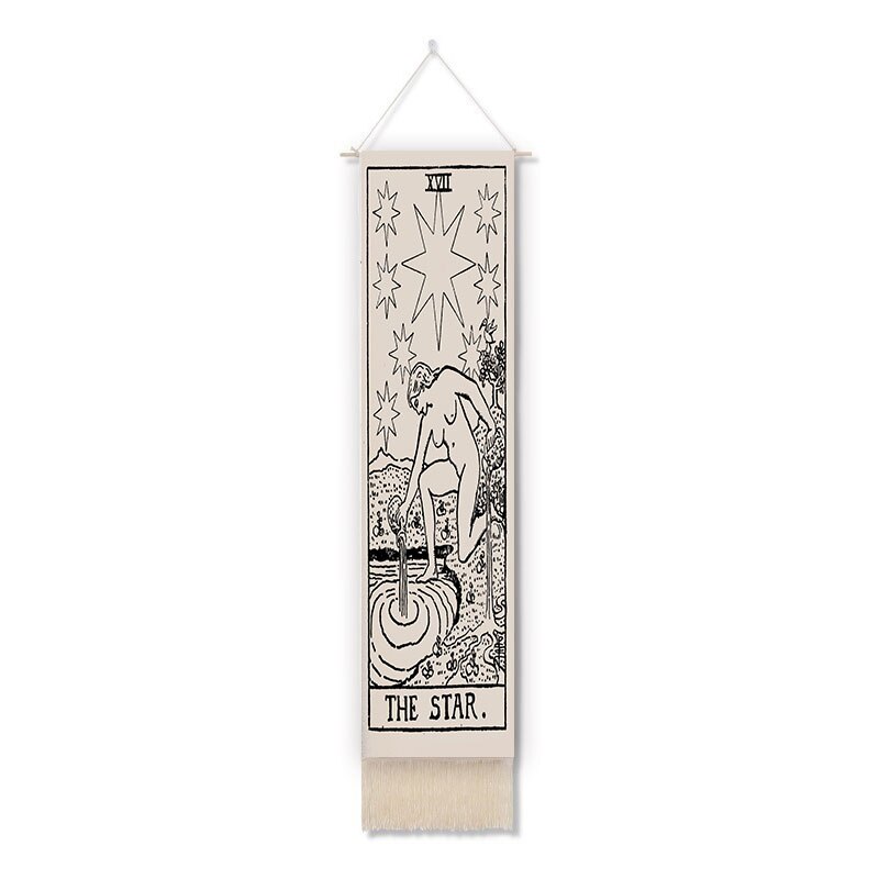 Tapiz de pared de Tarot de Luna nocturna, Mandala, decoración del hogar, imágenes colgantes de dormitorio, diagrama de eje de algodón y lino de macramé: GTTLP(106)