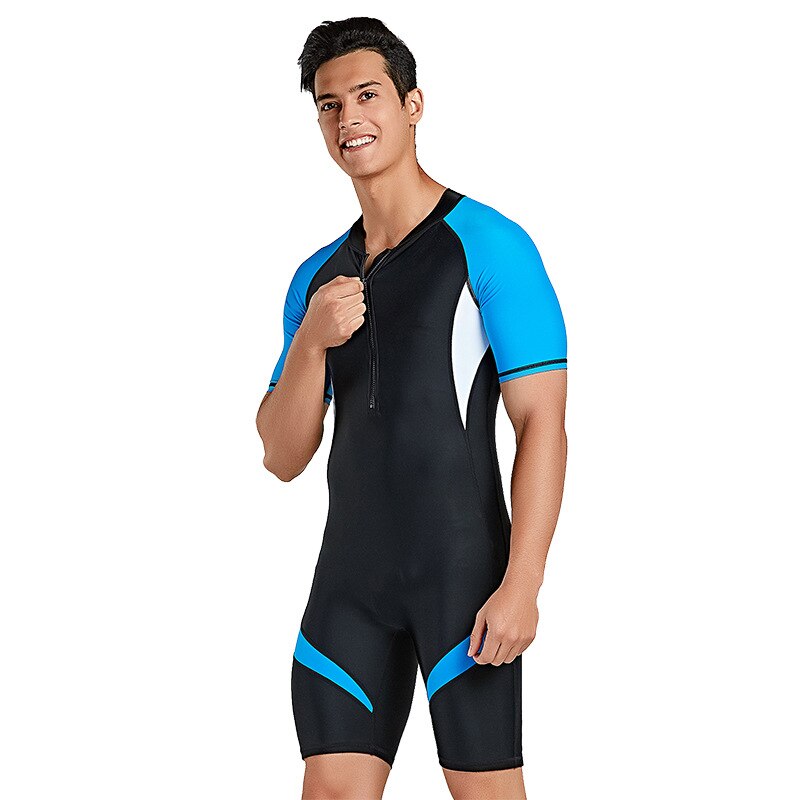 Shorty Rash Guard Men Lycra Short Sleeves Wet Suits Front Zip Dive Skin Shorty Surf Suit for Snorkeling Kayaking Boarding: L