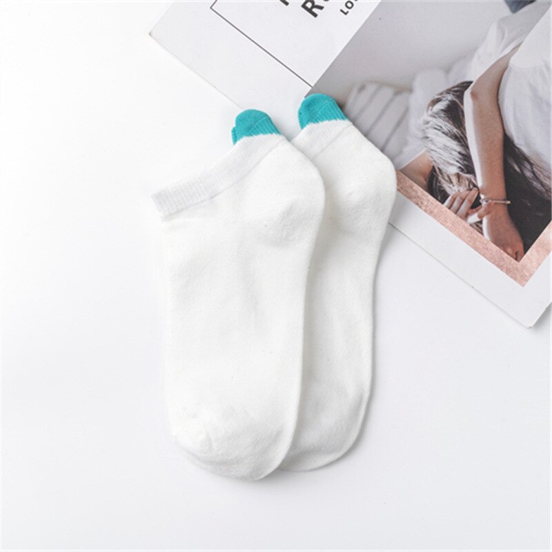 1Pairs Women Socks Harajuku Female Cotton Ankle Socks White Heart Socks Cute Girls Students Comfortable Heart Short Socks: Green