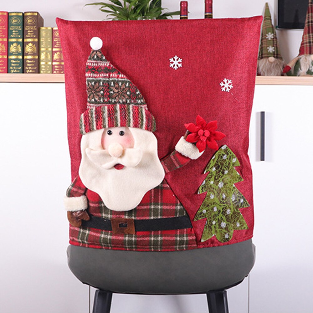 Santa Hat Chair Covers Christmas Decor Dinner Chair Xmas Cap Sets Dinner Table Hat Chair Back Covers For Home